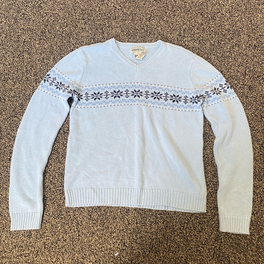 Vintage Aeropostale Women’s Winter snowflake pattern knit sweater fall jumper